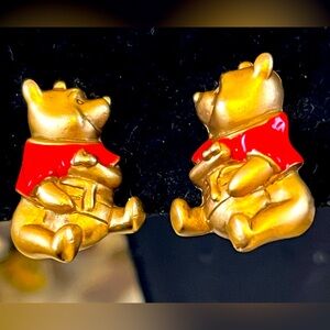 Vintage Winnie The Pooh Clip on Earrings. Marked Disney on back.